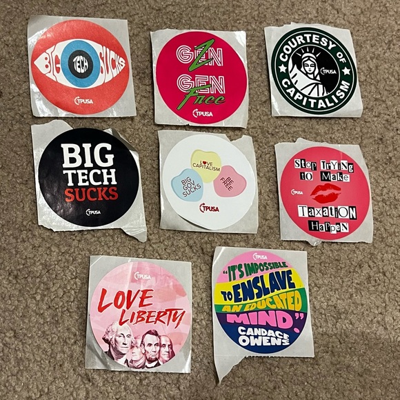 funny stickers, turning point usa tpusa, circle sticker set bundle pack of 7 - Picture 2 of 3